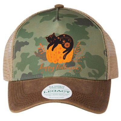 Cute Boho Halloween Black Cat Fall Pumpkin Legacy Tie Dye Trucker Hat