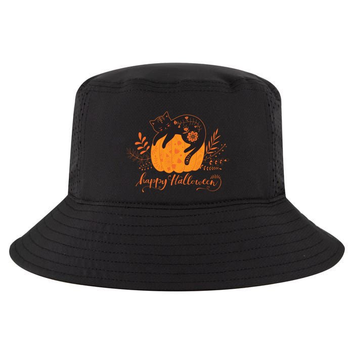 Cute Boho Halloween Black Cat Fall Pumpkin Cool Comfort Performance Bucket Hat