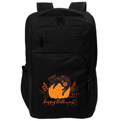 Cute Boho Halloween Black Cat Fall Pumpkin Impact Tech Backpack