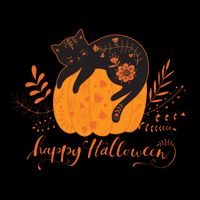 Cute Boho Halloween Black Cat Fall Pumpkin Bucket Hat