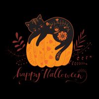 Cute Boho Halloween Black Cat Fall Pumpkin Mug