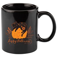 Cute Boho Halloween Black Cat Fall Pumpkin 11oz C Handle Ceramic Mug