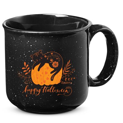 Cute Boho Halloween Black Cat Fall Pumpkin 15oz Campfire Ceramic Mug