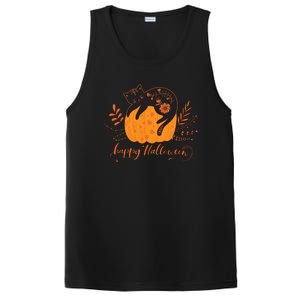 Cute Boho Halloween Black Cat Fall Pumpkin PosiCharge Competitor Tank