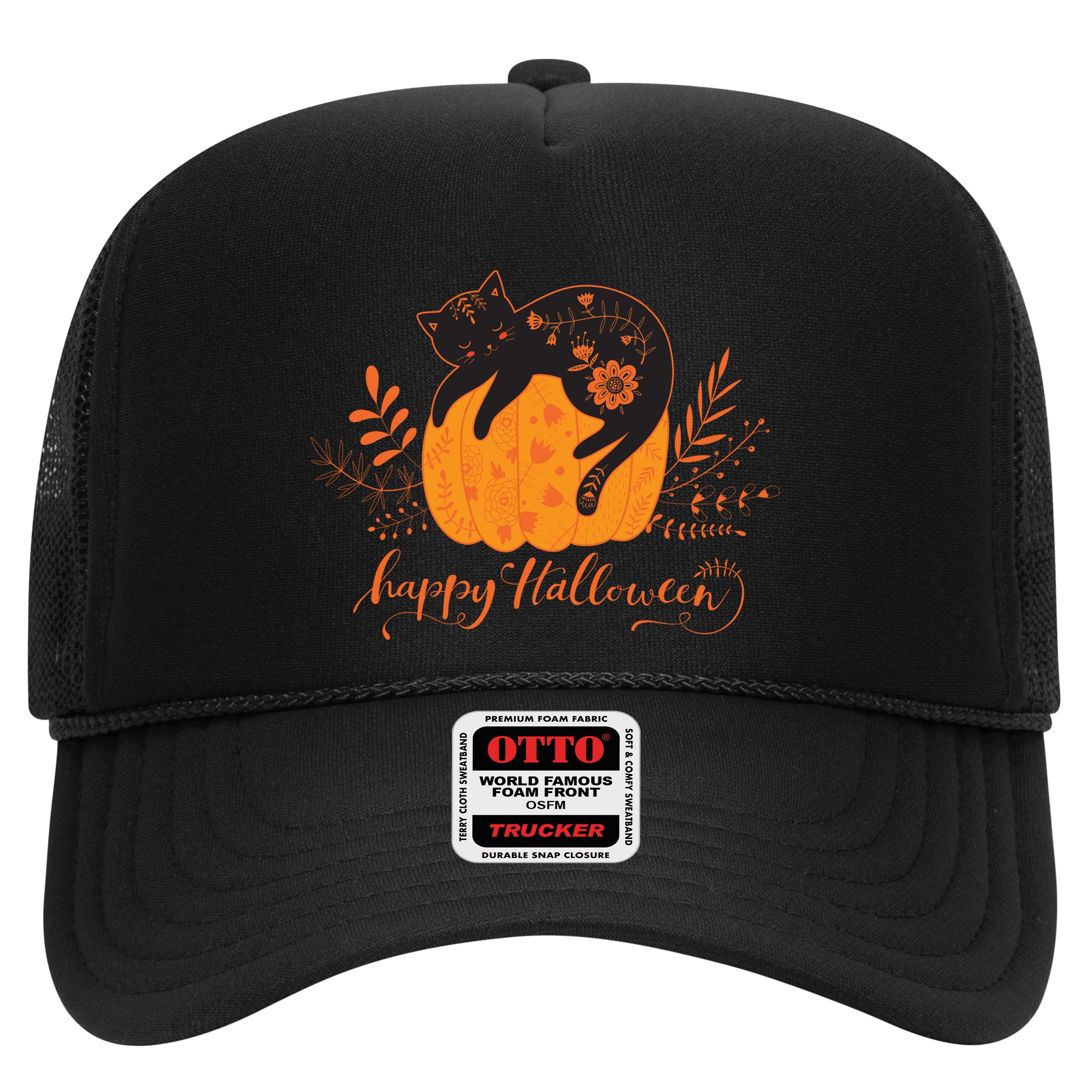 Cute Boho Halloween Black Cat Fall Pumpkin Hat