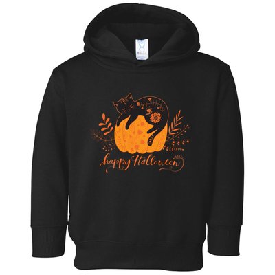 Cute Boho Halloween Black Cat Fall Pumpkin Toddler Hoodie