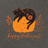 Cute Boho Halloween Black Cat Fall Pumpkin Cotton Canvas Backpack