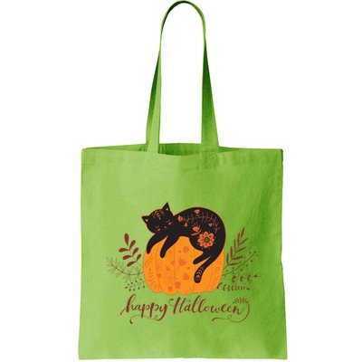 Cute Boho Halloween Black Cat Fall Pumpkin Bag