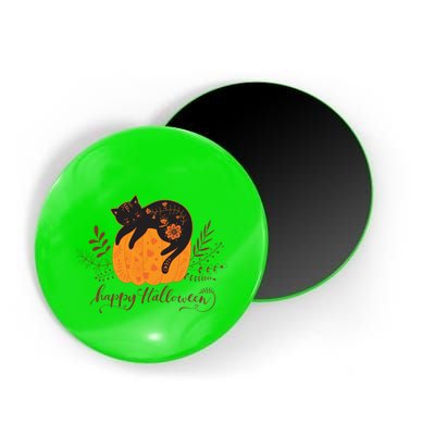 Cute Boho Halloween Black Cat Fall Pumpkin Magnet