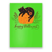 Cute Boho Halloween Black Cat Fall Pumpkin Poster