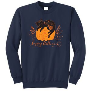 Cute Boho Halloween Black Cat Fall Pumpkin Sweatshirt