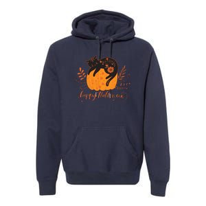 Cute Boho Halloween Black Cat Fall Pumpkin Premium Hoodie