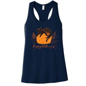 Cute Boho Halloween Black Cat Fall Pumpkin Women's Racerback Tank