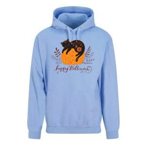 Cute Boho Halloween Black Cat Fall Pumpkin Unisex Surf Hoodie