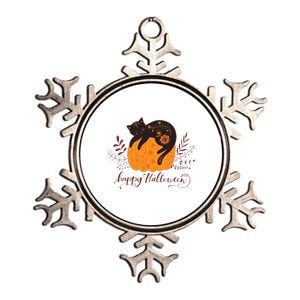 Cute Boho Halloween Black Cat Fall Pumpkin Metallic Star Ornament