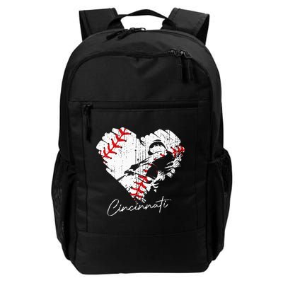 Cincinnati Baseball Heart Distressed Vintage Baseball Fans Backpack