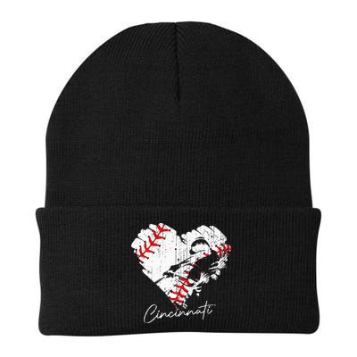 Cincinnati Baseball Heart Distressed Vintage Baseball Fans Beanie