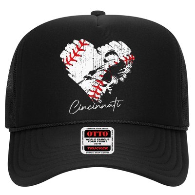 Cincinnati Baseball Heart Distressed Vintage Baseball Fans Hat