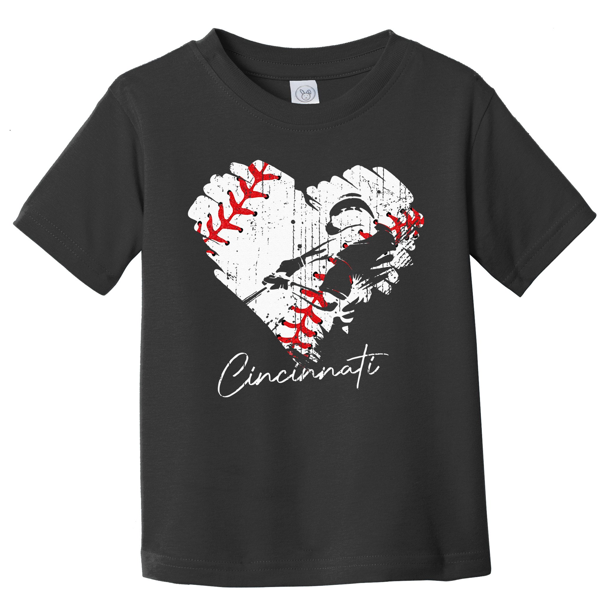 Cincinnati Baseball Heart Distressed Vintage Baseball Fans Toddler T-Shirt