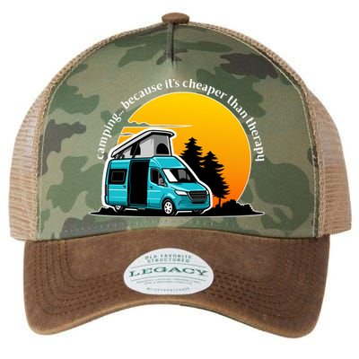 Camping Because It's Cheaper Than Therapy Legacy Tie Dye Trucker Hat