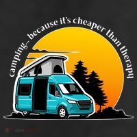 Camping Because It's Cheaper Than Therapy 7 Panel Mesh Trucker Snapback Hat