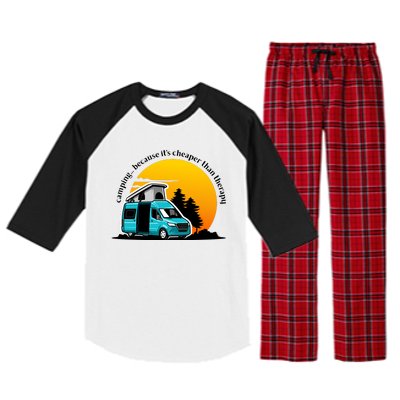 Camping Because It's Cheaper Than Therapy Raglan Sleeve Pajama Set