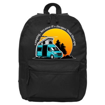 Camping Because It's Cheaper Than Therapy 16 in Basic Backpack