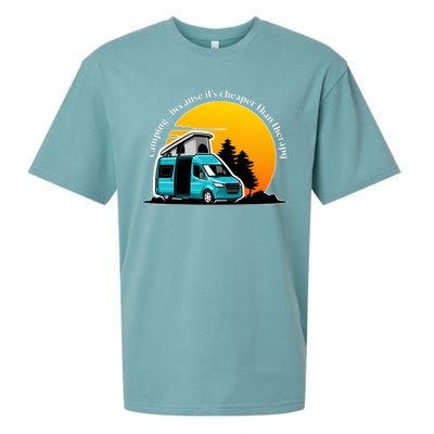 Camping Because It's Cheaper Than Therapy Sueded Cloud Jersey T-Shirt