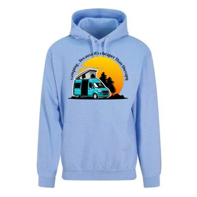 Camping Because It's Cheaper Than Therapy Unisex Surf Hoodie