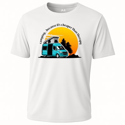 Camping Because It's Cheaper Than Therapy Cooling Performance Crew T-Shirt