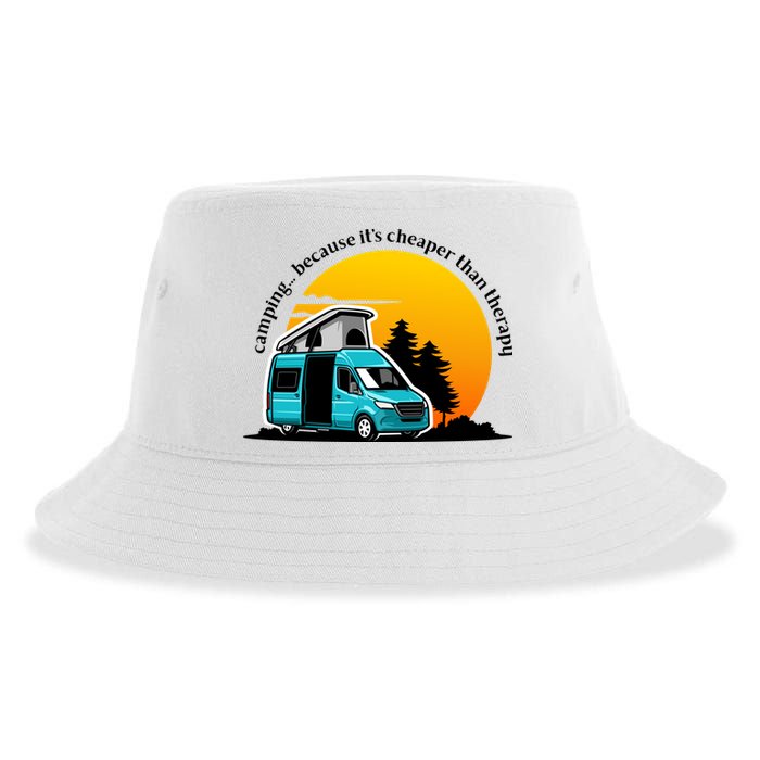 Camping Because It's Cheaper Than Therapy Sustainable Bucket Hat