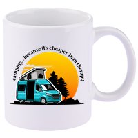 Camping Because It's Cheaper Than Therapy 11oz C Handle Ceramic Mug