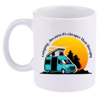 Camping Because It's Cheaper Than Therapy 11oz C Handle Ceramic Mug