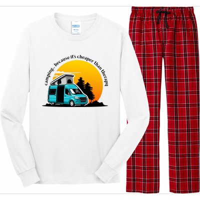 Camping Because It's Cheaper Than Therapy Long Sleeve Pajama Set