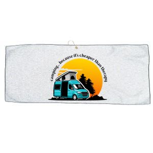 Camping Because It's Cheaper Than Therapy Large Microfiber Waffle Golf Towel