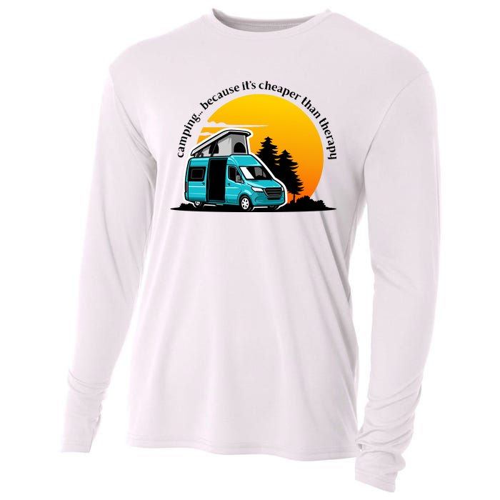 Camping Because It's Cheaper Than Therapy Cooling Performance Long Sleeve Crew