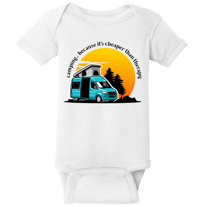 Camping Because It's Cheaper Than Therapy Baby Bodysuit