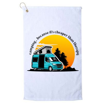 Camping Because It's Cheaper Than Therapy Golf Towel