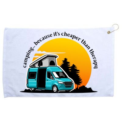 Camping Because It's Cheaper Than Therapy Grommeted Golf Towel