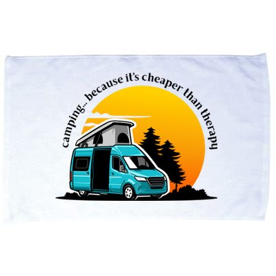 Camping Because It's Cheaper Than Therapy Microfiber Hand Towel