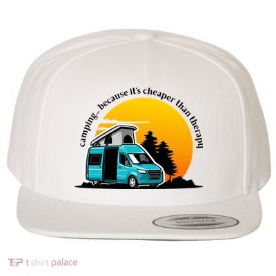 Camping Because It's Cheaper Than Therapy Wool Snapback Cap