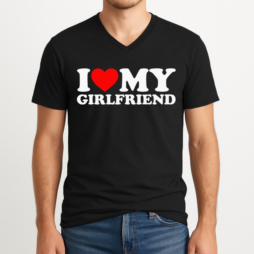 Classic Black I Love My Girlfriend V-Neck T-Shirt