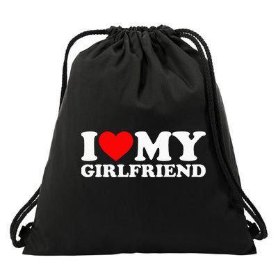 Classic Black I Love My Girlfriend Drawstring Bag