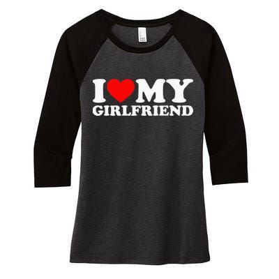 Classic Black I Love My Girlfriend Women's Tri-Blend 3/4-Sleeve Raglan Shirt