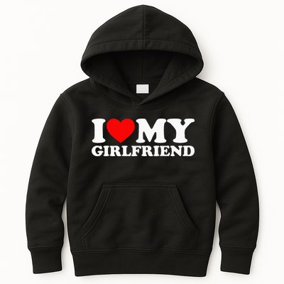Classic Black I Love My Girlfriend Kids Hoodie