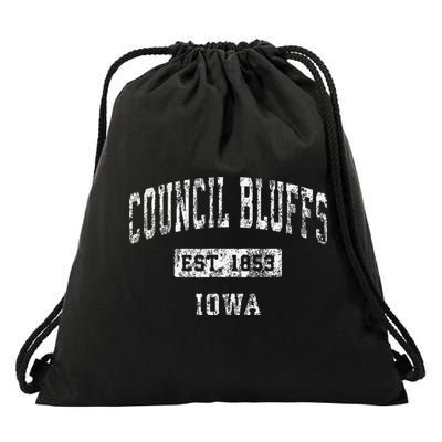 Council Bluffs Iowa Ia Vintage Established Drawstring Bag