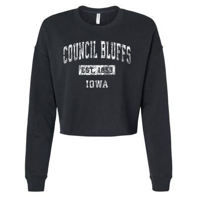 Council Bluffs Iowa Ia Vintage Established Cropped Pullover Crew