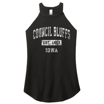 Council Bluffs Iowa Ia Vintage Established Women's Perfect Tri Rocker Tank