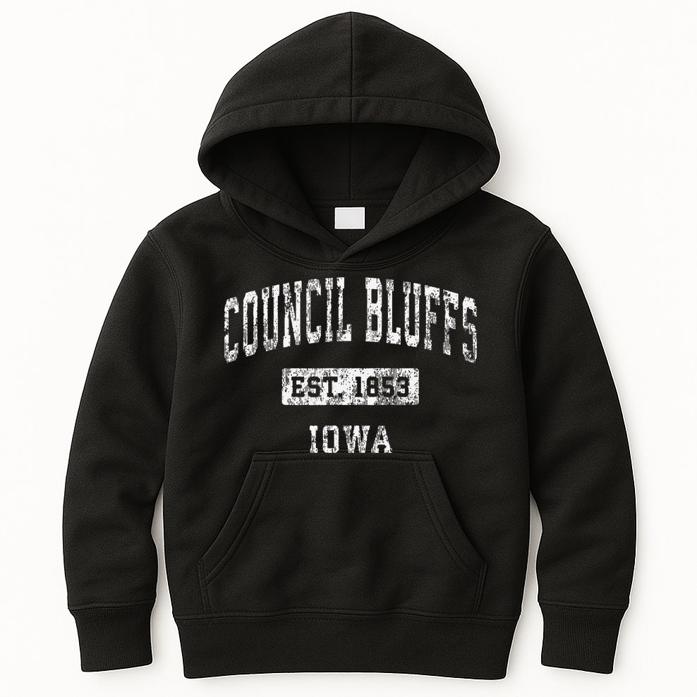 Council Bluffs Iowa Ia Vintage Established Kids Hoodie