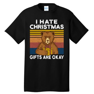 Christmas Bear I Hate Christmas Sarcastic Ugly Xmas Vintage Tall T-Shirt